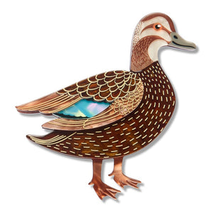 Pacific Black Duck Brooch  -  Erstwilder  -  Quirky Resin and Enamel Accessories