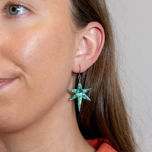 North Star Drop Earrings - Green  -  Erstwilder Essentials  -  Quirky Resin and Enamel Accessories