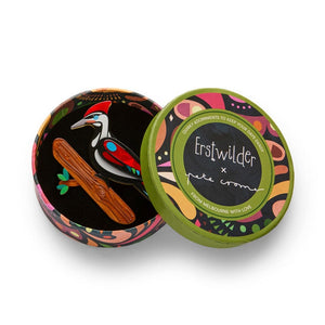 The Persistent Pileated Woodpecker Brooch  -  Erstwilder  -  Quirky Resin and Enamel Accessories