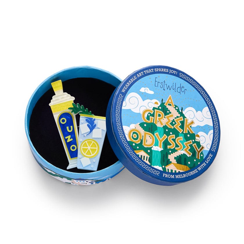 Opa! Ouzo Brooch  -  Erstwilder  -  Quirky Resin and Enamel Accessories