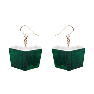 Story Book Drop Earrings - Green  -  Erstwilder Essentials  -  Quirky Resin and Enamel Accessories