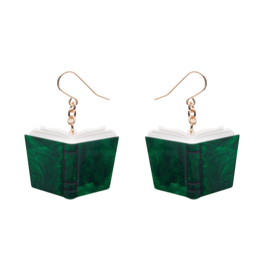 Story Book Drop Earrings - Green  -  Erstwilder Essentials  -  Quirky Resin and Enamel Accessories