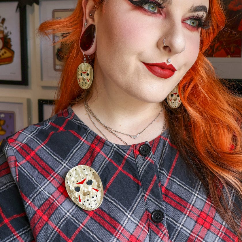 Jason Voorhees Mask Brooch  -  Erstwilder  -  Quirky Resin and Enamel Accessories