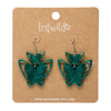 Double Butterfly Drop Earrings - Green