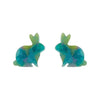 Bunny Mottled Resin Stud Earrings - Green  -  Erstwilder Essentials  -  Quirky Resin and Enamel Accessories