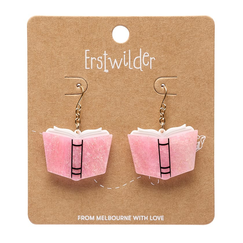 Story Book Drop Earrings - Pale Pink  -  Erstwilder Essentials  -  Quirky Resin and Enamel Accessories