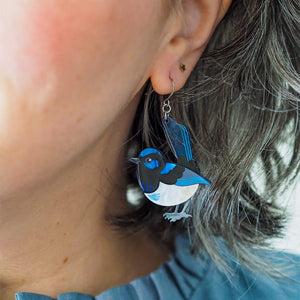 Superb Fairy Wren Drop Earrings  -  Erstwilder  -  Quirky Resin and Enamel Accessories