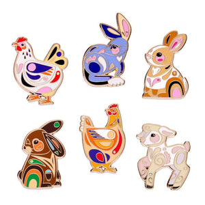 Pete Cromer Easter Enamel Pin Pack - 6 Piece  -  Erstwilder  -  Quirky Resin and Enamel Accessories