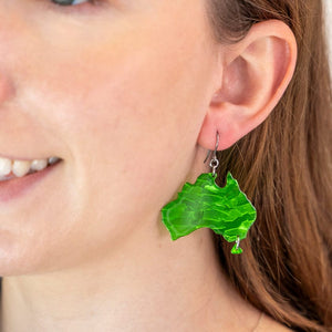 Australia Drop Earrings - Green  -  Erstwilder Essentials  -  Quirky Resin and Enamel Accessories