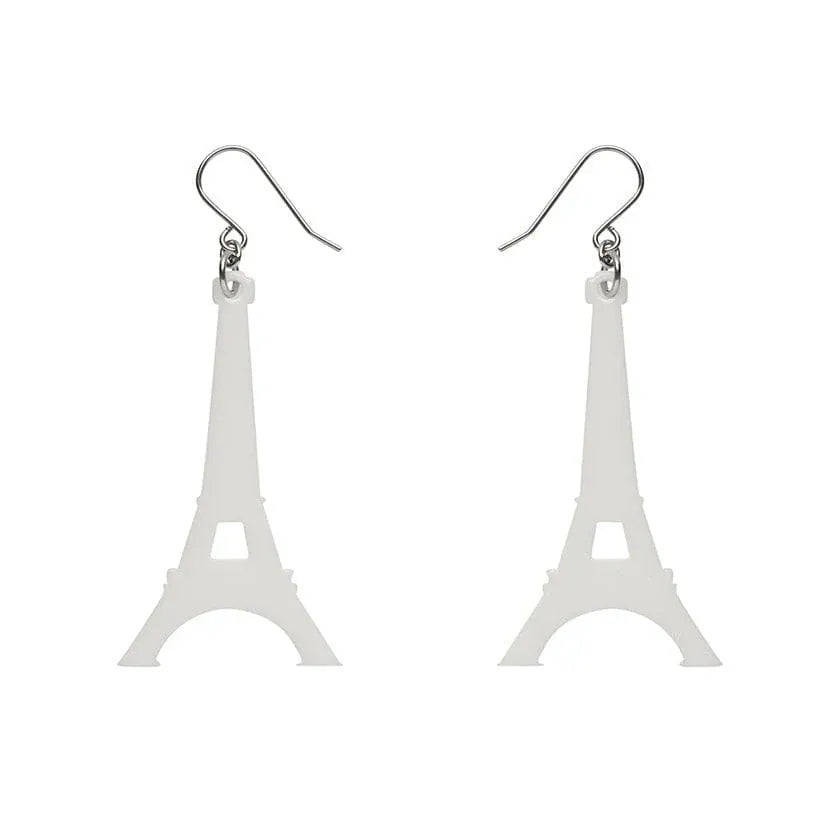Eiffel Tower Solid Resin Drop Earrings - White  -  Erstwilder Essentials  -  Quirky Resin and Enamel Accessories