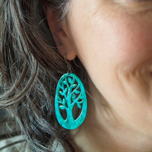 Tree Drop Earrings – Teal  -  Erstwilder Essentials  -  Quirky Resin and Enamel Accessories