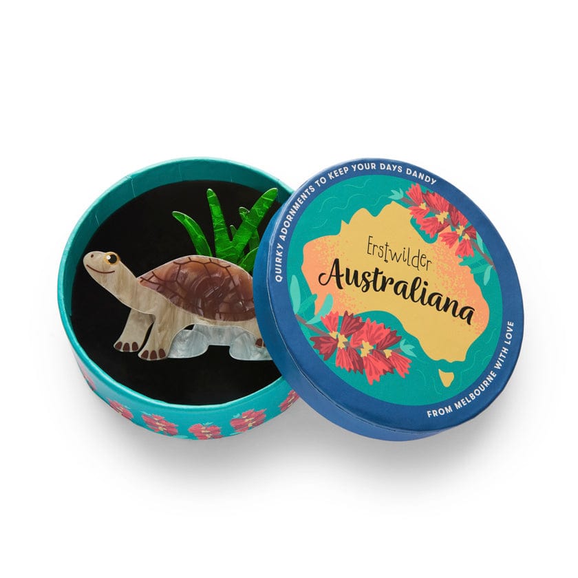 Rheo the River Turtle Brooch  -  Erstwilder  -  Quirky Resin and Enamel Accessories
