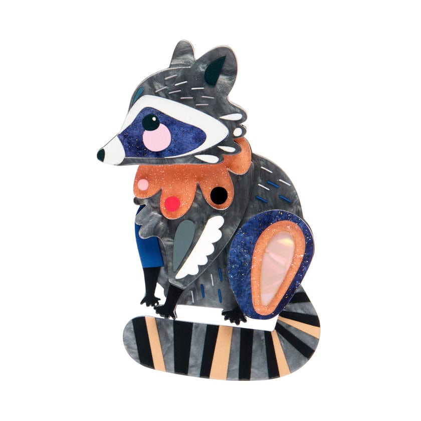 The Resourceful Raccoon Brooch  -  Erstwilder  -  Quirky Resin and Enamel Accessories