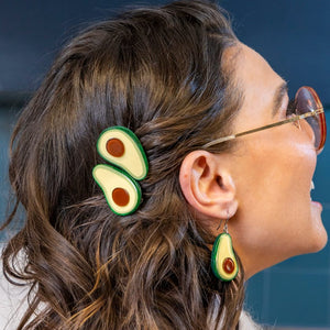 Avocado Affair Hair Clips Set - 2 Piece  -  Erstwilder  -  Quirky Resin and Enamel Accessories