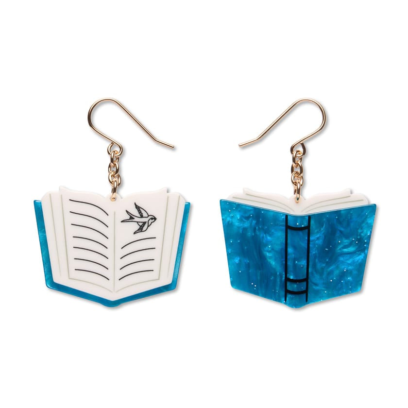 Story Book Drop Earrings - Navy Pearl  -  Erstwilder Essentials  -  Quirky Resin and Enamel Accessories