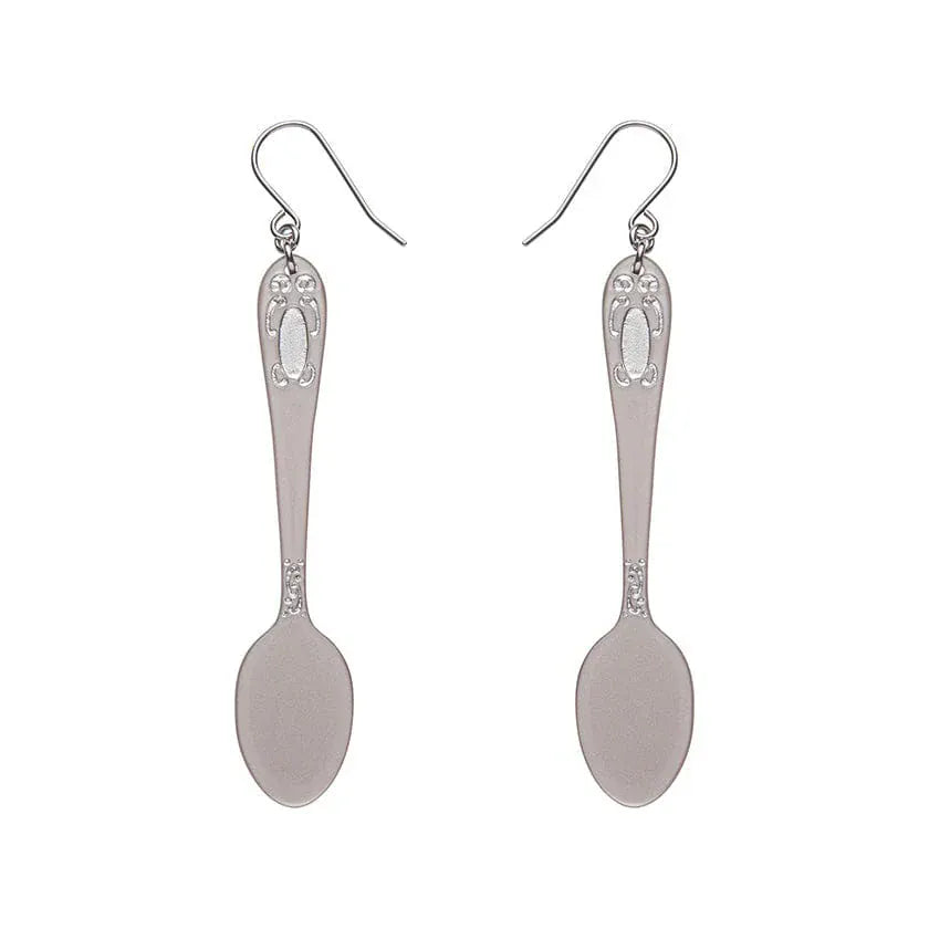 Spoon, Please! Drop Earrings - Silver  -  Erstwilder Essentials  -  Quirky Resin and Enamel Accessories
