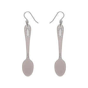 Spoon, Please! Drop Earrings - Silver  -  Erstwilder Essentials  -  Quirky Resin and Enamel Accessories