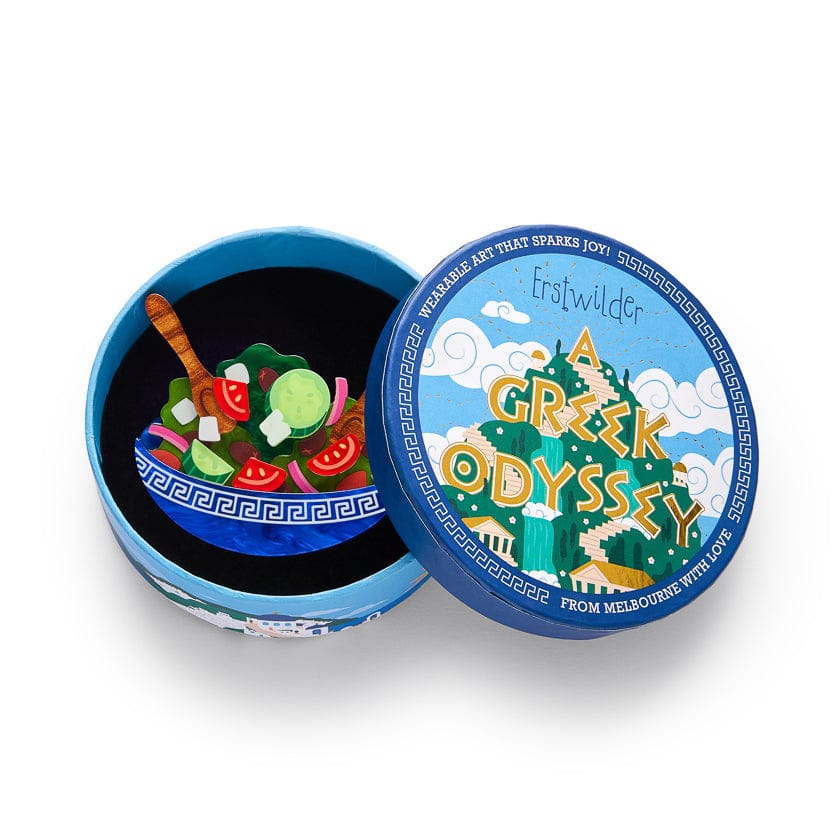 Greek Salad Brooch  -  Erstwilder  -  Quirky Resin and Enamel Accessories