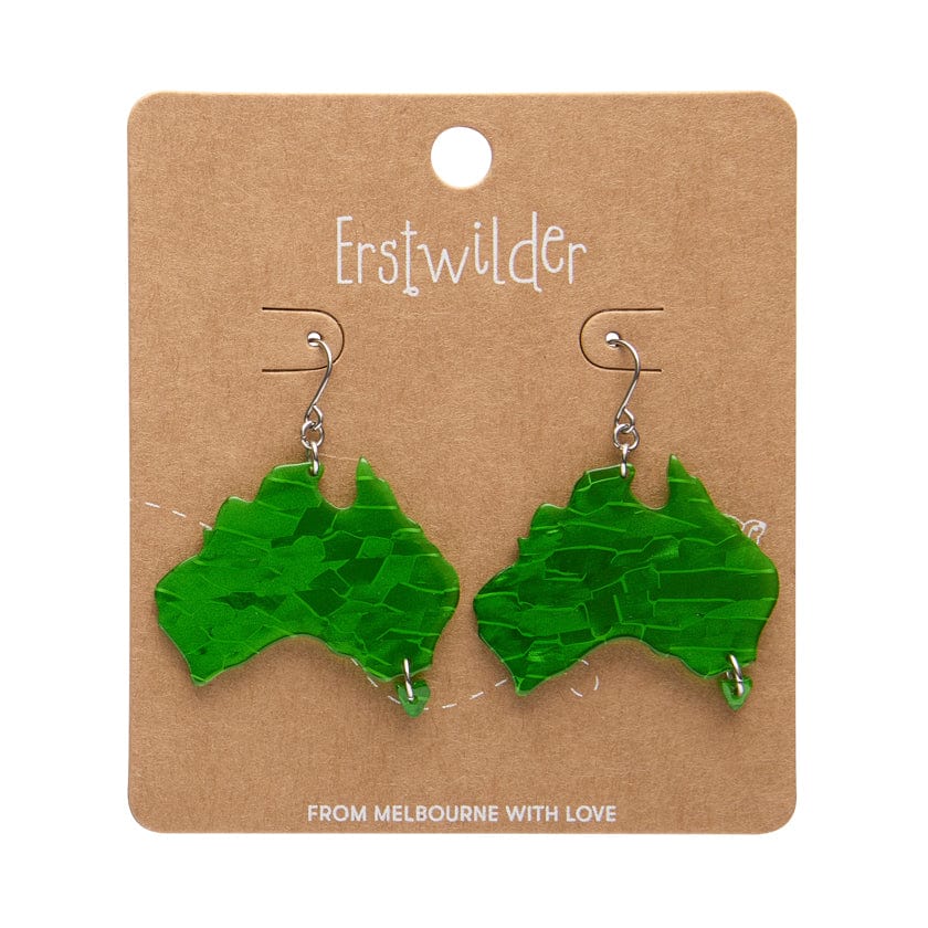 Australia Drop Earrings - Green  -  Erstwilder Essentials  -  Quirky Resin and Enamel Accessories