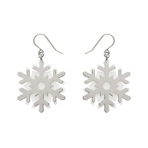 White Snowflake Drop Earrings - Silver  -  Erstwilder Essentials  -  Quirky Resin and Enamel Accessories