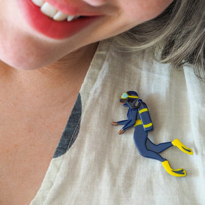 Diver Jamie Brooch  -  Erstwilder  -  Quirky Resin and Enamel Accessories