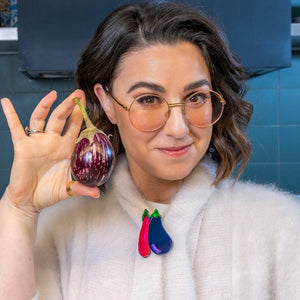 Eggplant Envy Brooch  -  Erstwilder  -  Quirky Resin and Enamel Accessories
