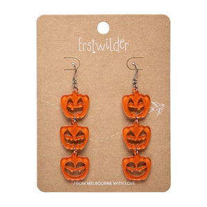 Halloween Pumpkins Drop Earrings - Orange  -  Erstwilder Essentials  -  Quirky Resin and Enamel Accessories
