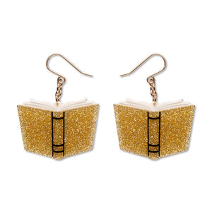 Story Book Drop Earrings - Gold  -  Erstwilder Essentials  -  Quirky Resin and Enamel Accessories