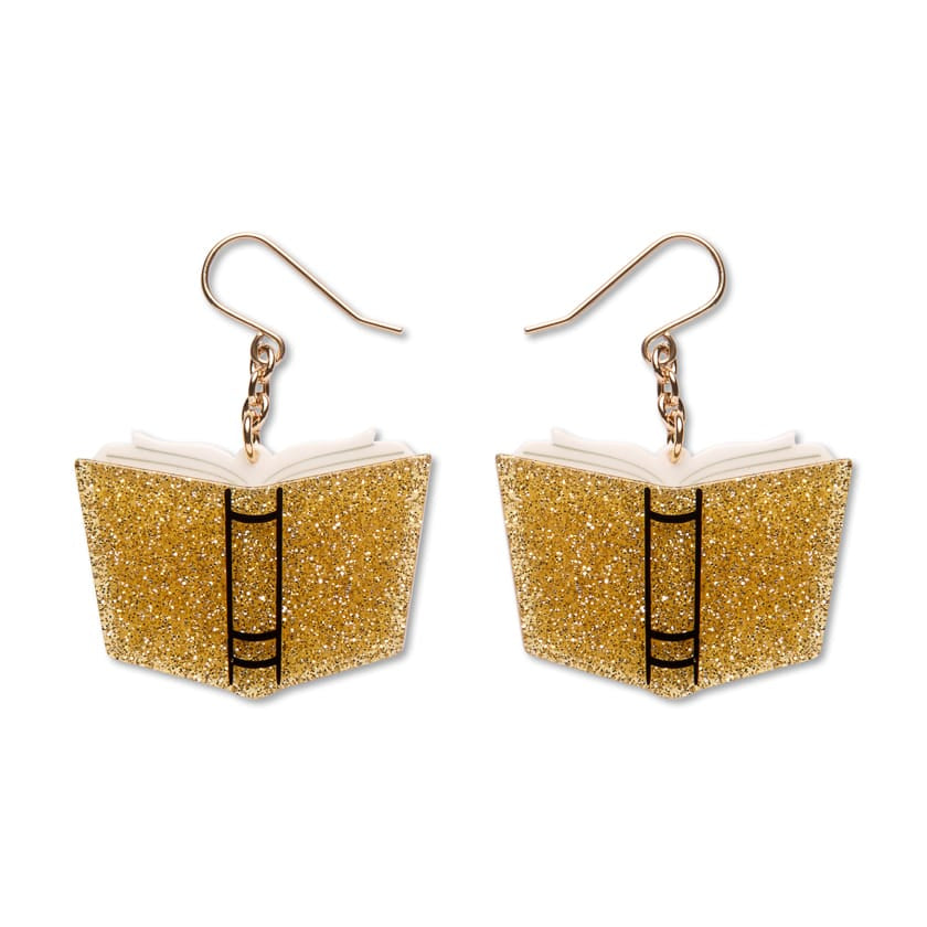 Story Book Drop Earrings - Gold  -  Erstwilder Essentials  -  Quirky Resin and Enamel Accessories