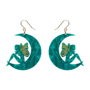 Fairy Moon Drop Earrings - Mint  -  Erstwilder Essentials  -  Quirky Resin and Enamel Accessories