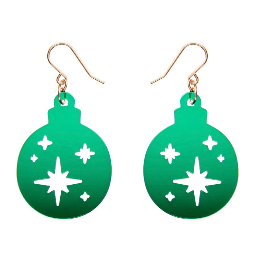 Round Bauble Drop Earrings - Green  -  Erstwilder Essentials  -  Quirky Resin and Enamel Accessories