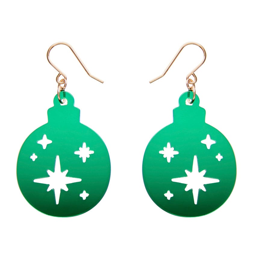 Round Bauble Drop Earrings - Green  -  Erstwilder Essentials  -  Quirky Resin and Enamel Accessories