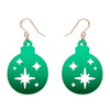 Round Bauble Drop Earrings - Green