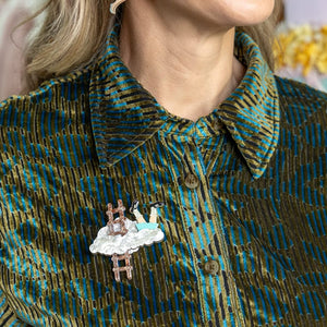 On to the next Land! Brooch  -  Erstwilder  -  Quirky Resin and Enamel Accessories