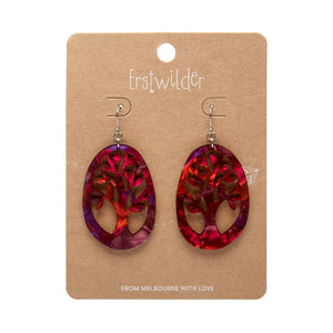 Tree Drop Earrings – Maroon  -  Erstwilder Essentials  -  Quirky Resin and Enamel Accessories