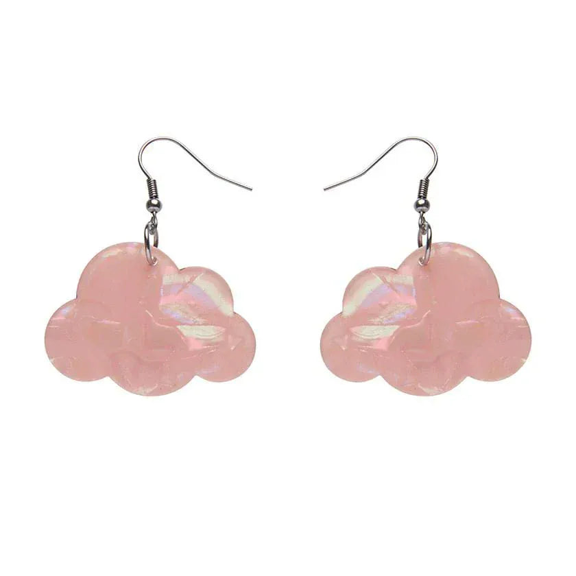 Solid Cloud Solid Glitter Resin Drop Earrings - Pink  -  Erstwilder Essentials  -  Quirky Resin and Enamel Accessories