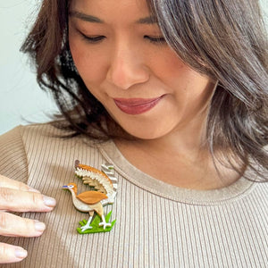 Lottie the Lyrebird Brooch  -  Erstwilder  -  Quirky Resin and Enamel Accessories