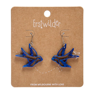 Swallow Drop Earrings - Blue  -  Erstwilder Essentials  -  Quirky Resin and Enamel Accessories