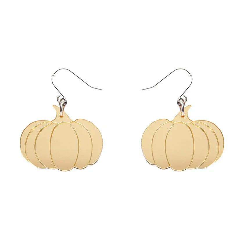 Pumpkin Mirror Drop Earrings - Gold  -  Erstwilder Essentials  -  Quirky Resin and Enamel Accessories