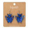 Double Butterfly Drop Earrings - Blue