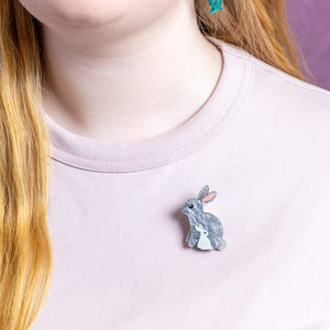 Bunnies Simplified Mini Brooch  -  Erstwilder Simplified  -  Quirky Resin and Enamel Accessories
