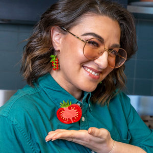 Tomato Time Brooch  -  Erstwilder  -  Quirky Resin and Enamel Accessories
