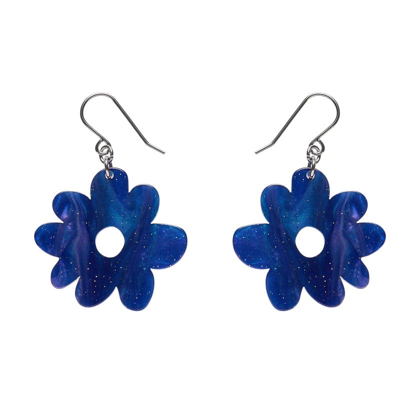 Flower Drop Earrings – Blue  -  Erstwilder Essentials  -  Quirky Resin and Enamel Accessories