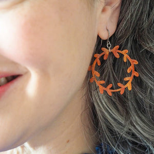 Wreath Drop Earrings – Orange  -  Erstwilder Essentials  -  Quirky Resin and Enamel Accessories