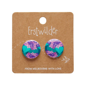 Hydrangea Rounded Stud Earrings - Purple  -  Erstwilder Essentials  -  Quirky Resin and Enamel Accessories