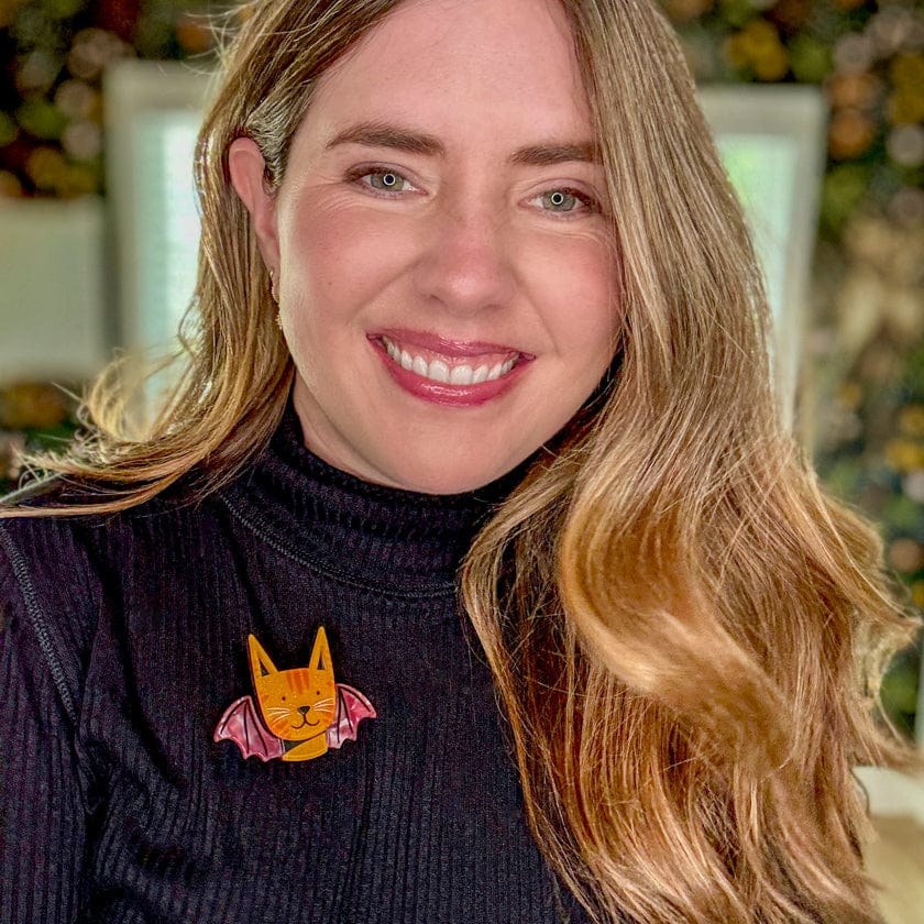 Winged Kitty Brooch  -  Erstwilder  -  Quirky Resin and Enamel Accessories