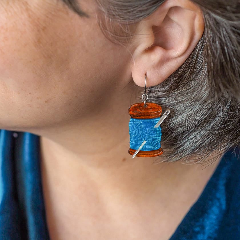 Thread the Needle Drop Earrings  -  Erstwilder  -  Quirky Resin and Enamel Accessories