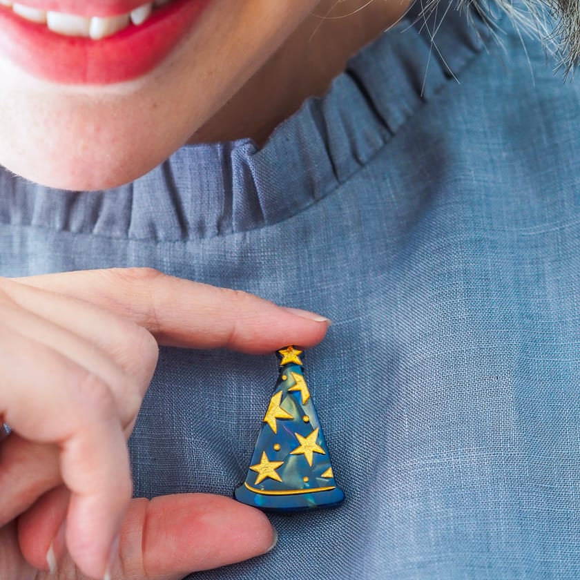 Wizard Hat Simplified Mini Brooch  -  Erstwilder Simplified  -  Quirky Resin and Enamel Accessories
