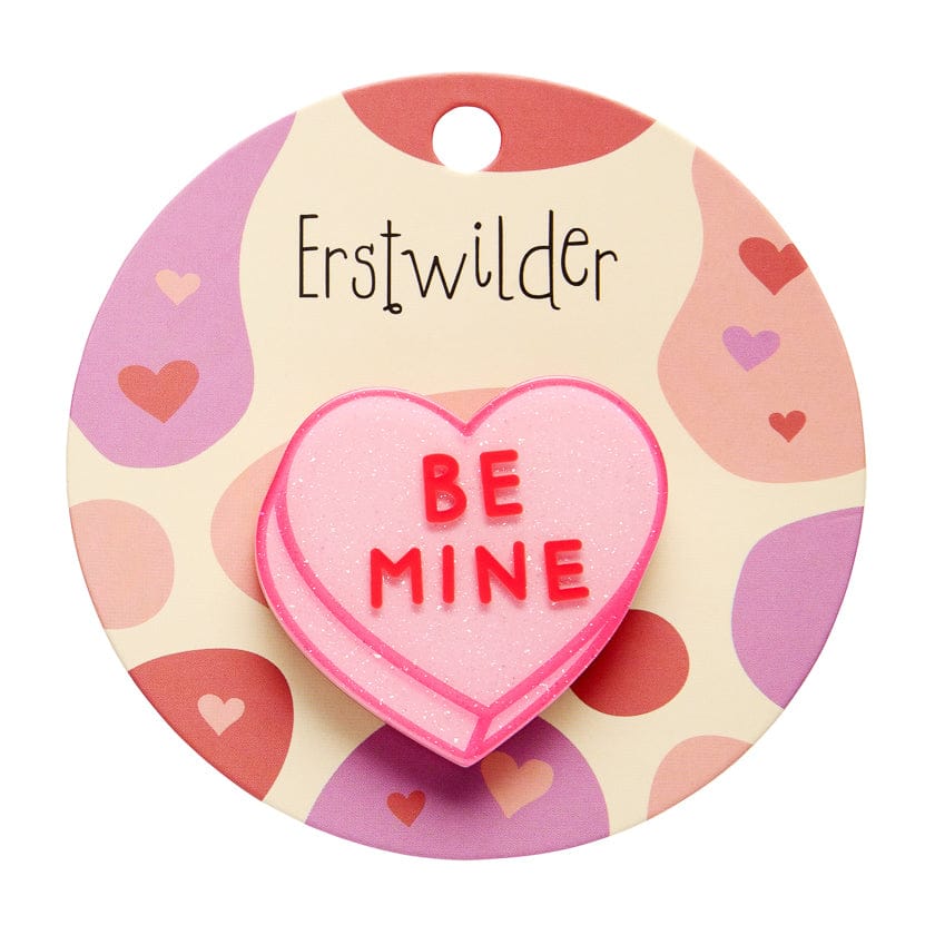 Candy Heart Simplified Mini Brooch – Pink  -  Erstwilder Simplified  -  Quirky Resin and Enamel Accessories