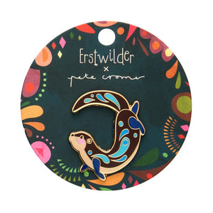 The Outgoing Otter Enamel Pin  -  Erstwilder  -  Quirky Resin and Enamel Accessories